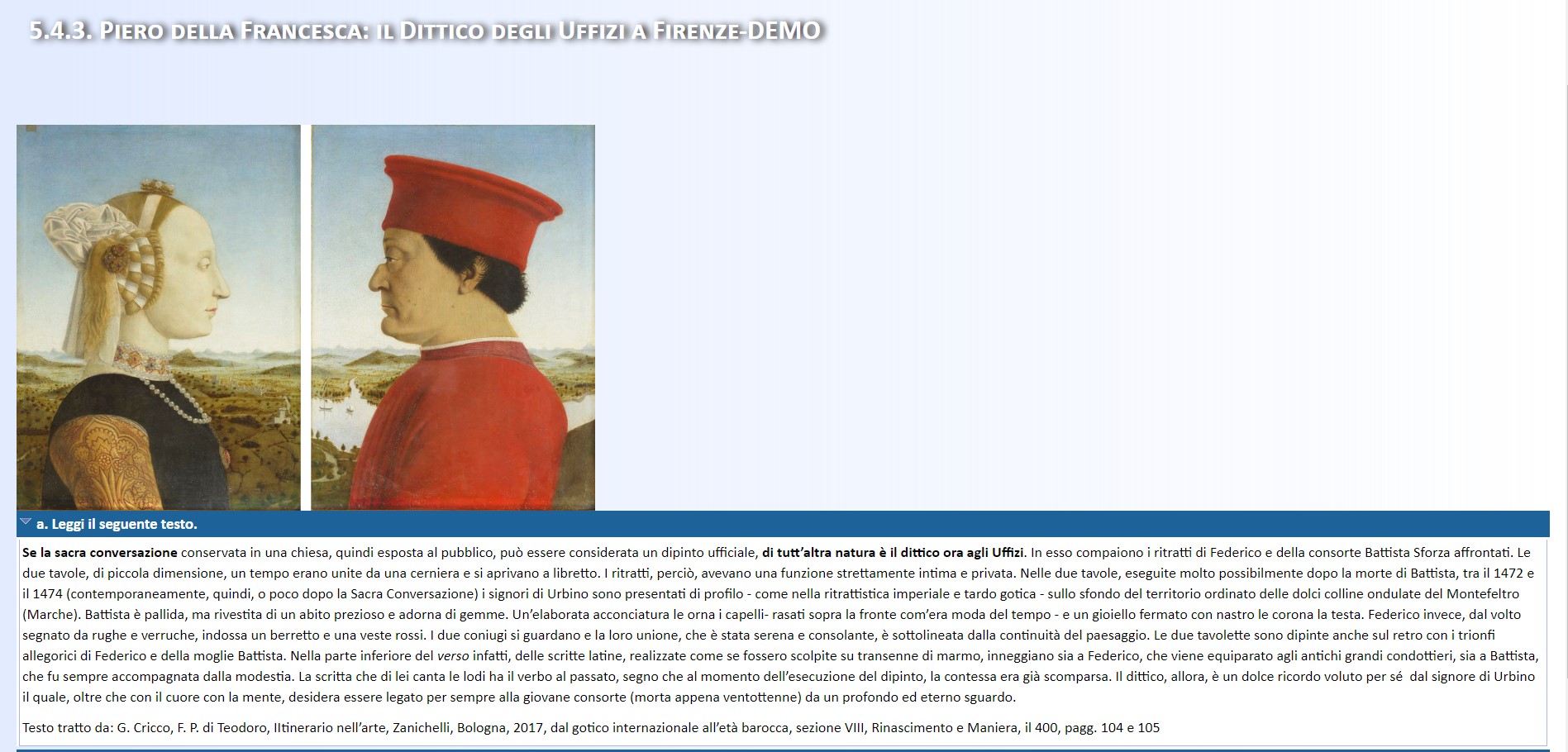 Screenshot des Kurses "L'italiano dell'arte"